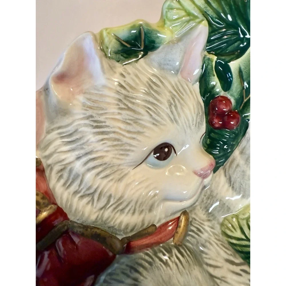 FITZ AND FLOYD KRISTMAS KITTY‎ CANAPE PLATE 2003 CHRISTMAS WALL HANGING DECOR